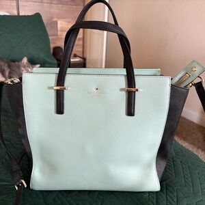 Kate Spade Green and Black Satchel with Structured Design